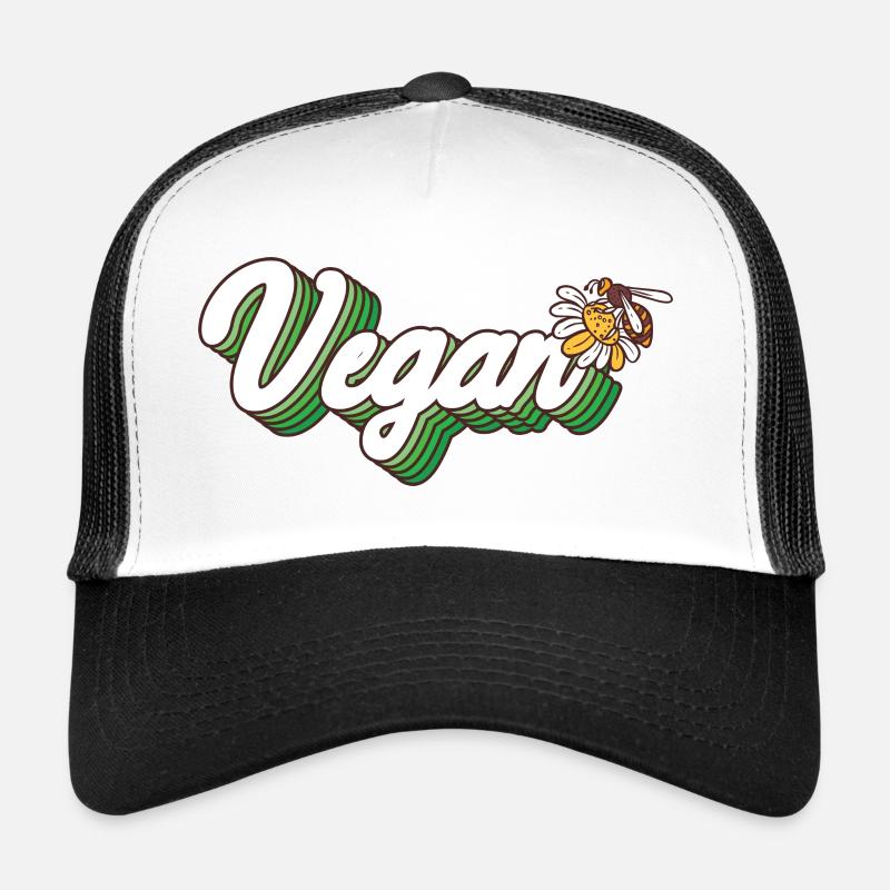 Vegan Biene - Trucker Cap - Weiß/Schwarz