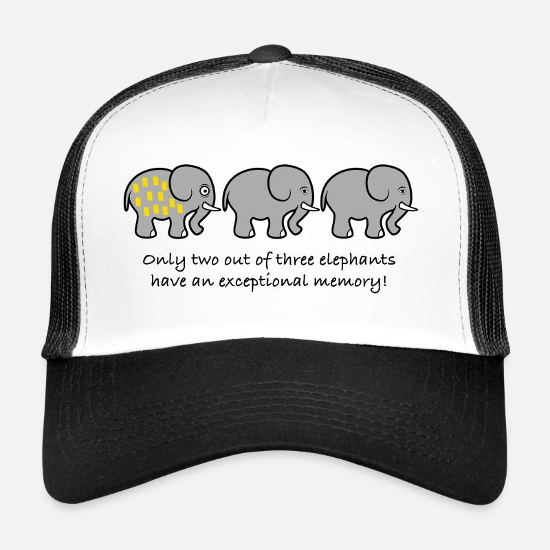 Elefant Gedächnis Spruch lustig - Trucker Cap - Weiß/Schwarz