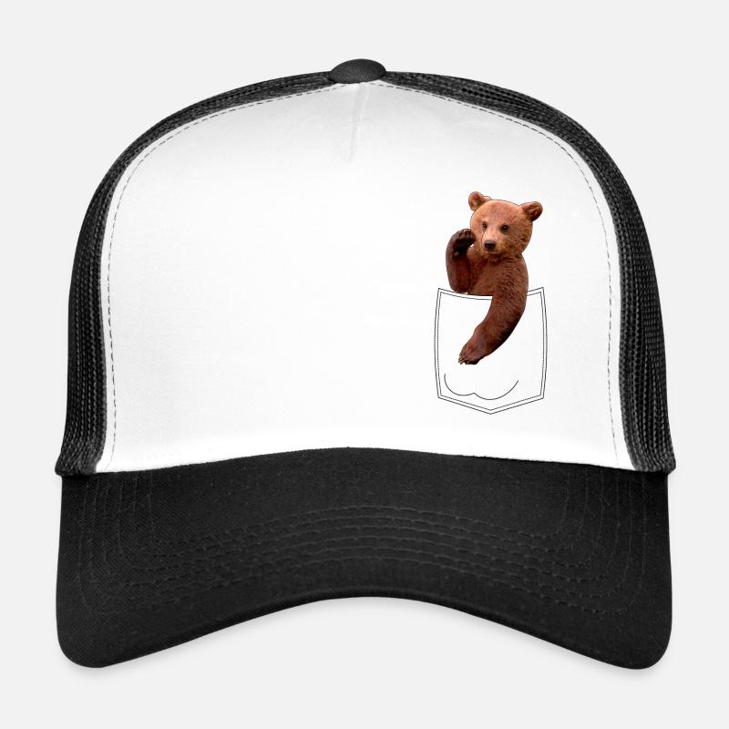 Bär Brusttasche Bear Pocket - Trucker Cap - Weiß/Schwarz
