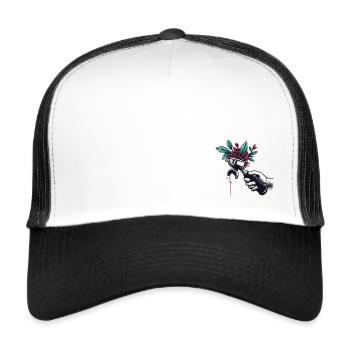 Porte-filtre en fleurs - Casquette trucker  - blanc/noir - Devant