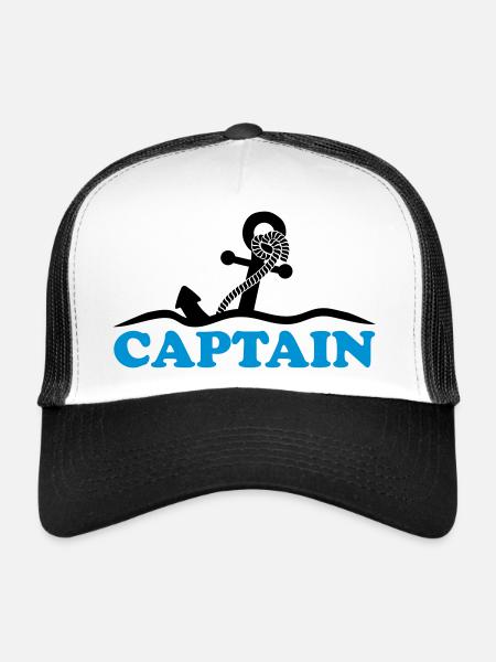 Ancre sous l'eau vagues capitaine conception - Casquette trucker  - blanc/noir - Devant