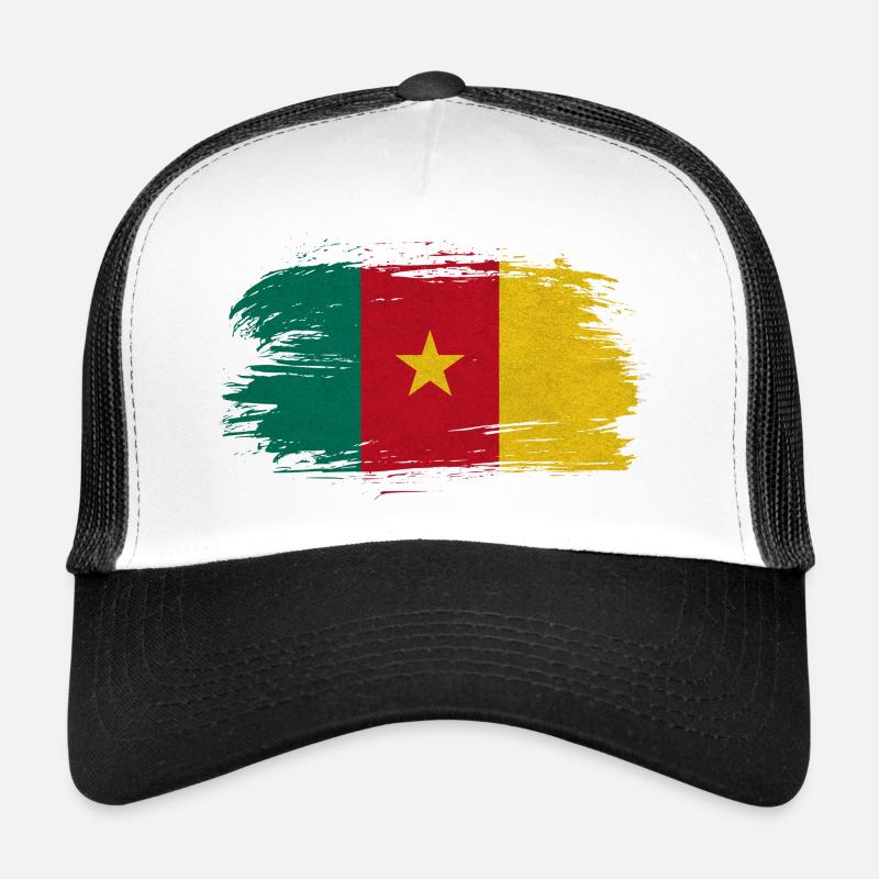 Kamerun Vintage Flagge / Geschenk Douala Garoua - Trucker Cap - Weiß/Schwarz