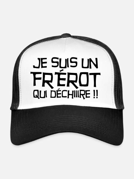 Frère Frangin Frere Naissance Bébé Frérot - Casquette trucker  - blanc/noir - Devant