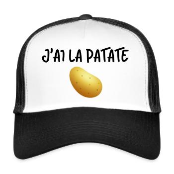 J'ai la patate. T-shirt blague - Casquette trucker  - blanc/noir - Devant