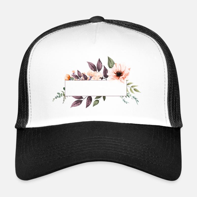 Blumen Bouqet personalisierbar - Trucker Cap - Weiß/Schwarz