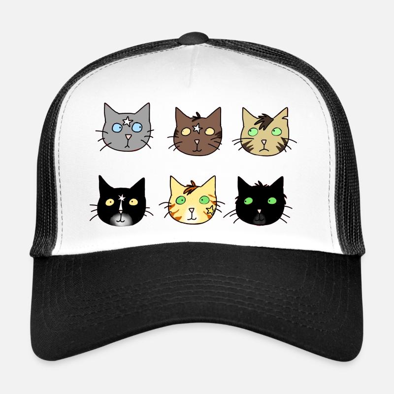 cats, Katzen, wie Warrior - Trucker Cap - Weiß/Schwarz