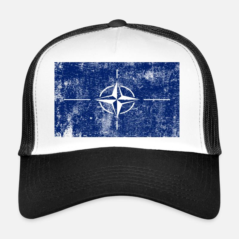 Drapeau de l’OTAN Drapeau Grunge Rétro Vintage - Casquette trucker  - blanc/noir