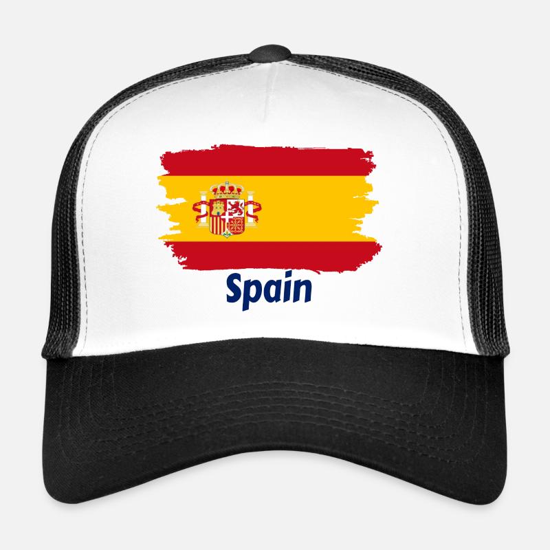 Drapeau de l’Espagne - Casquette trucker  - blanc/noir