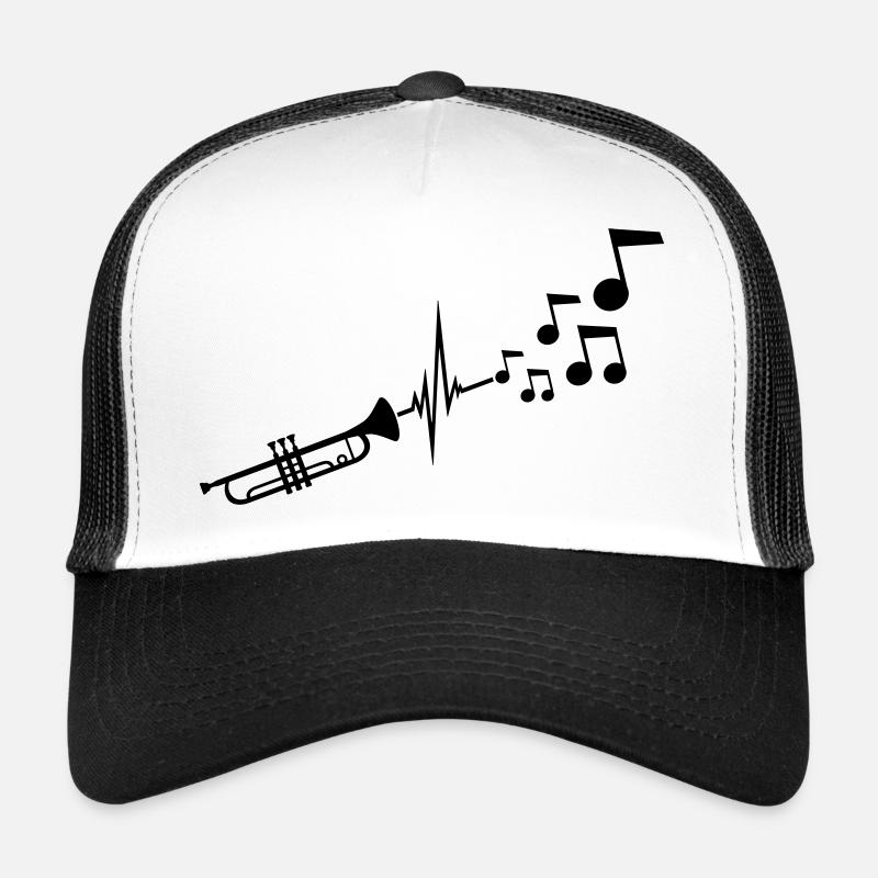 Instrument Trompete Noten - Trucker Cap - Weiß/Schwarz