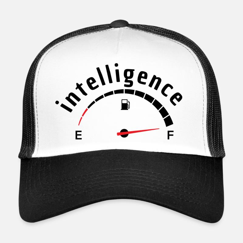 Intelligence (Dictons drôles) - Casquette trucker  - blanc/noir
