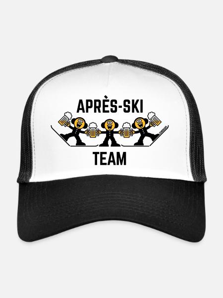 Trio d’équipe après-ski (bière / caricature / 3C) - Casquette trucker  - blanc/noir - Devant