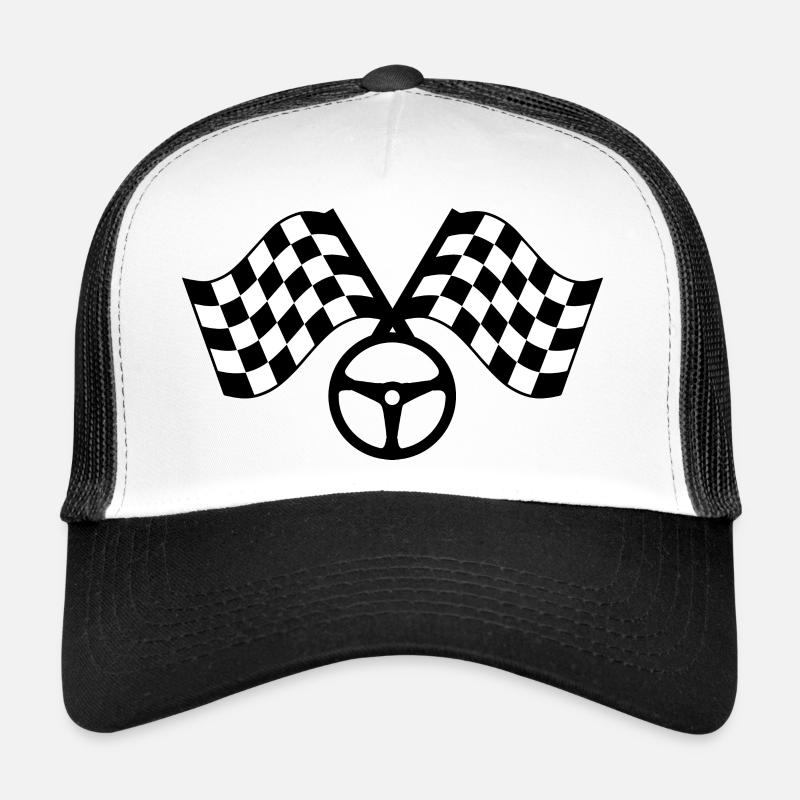 racing flag/ Zielflagge Design - Trucker Cap - Weiß/Schwarz