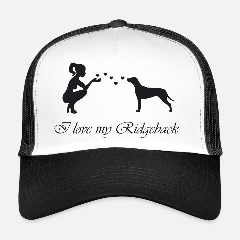Rhodesian Ridgeback mit Frau - Trucker Cap - Weiß/Schwarz
