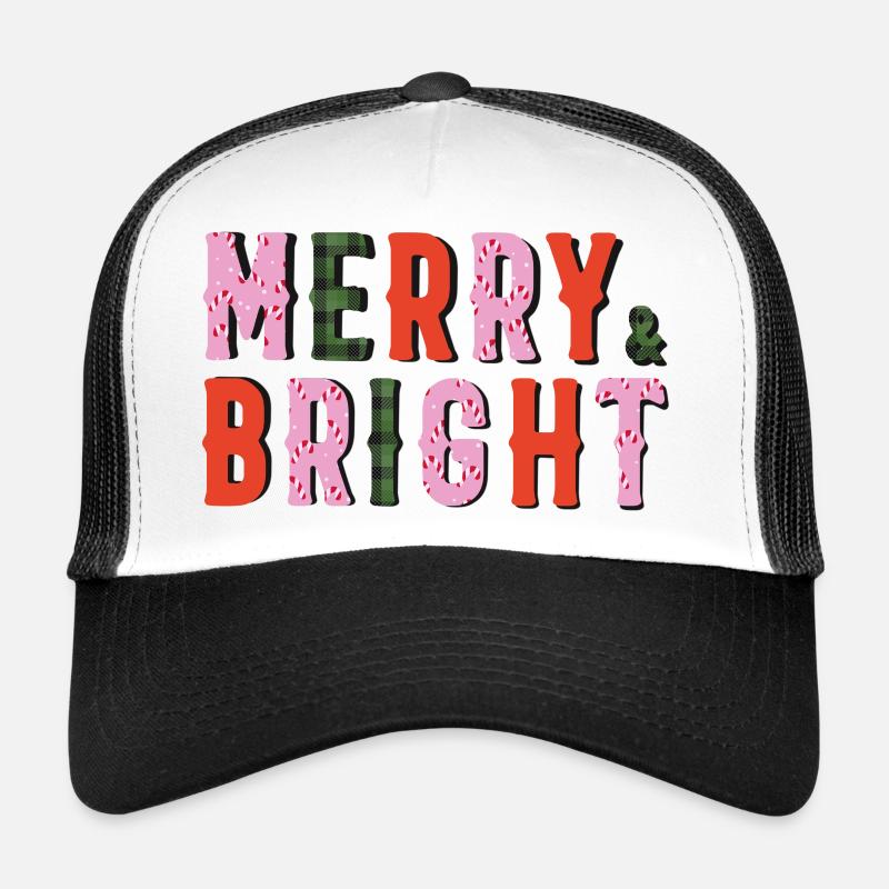 Merry and Bright - Christmas - Trucker Cap - white/black