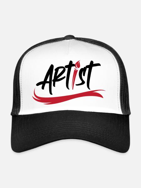 Icône d’art de logo de pinceau d’artiste icône de coup de pinceau - Casquette trucker  - blanc/noir - Devant