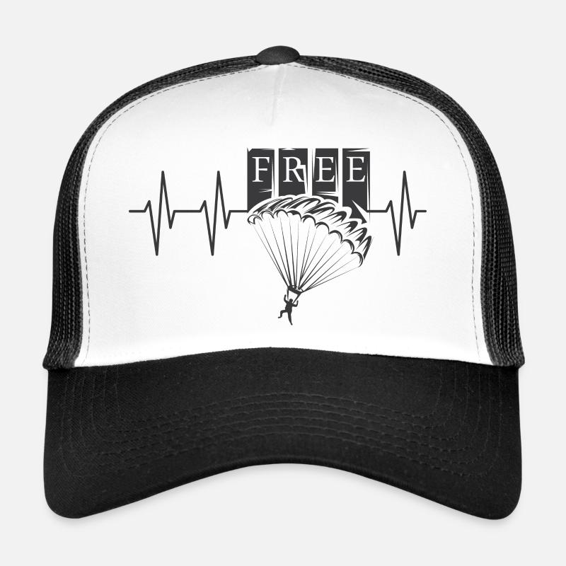 Impulsion Parachute Heartbeat Symbol Springer Icon - Casquette trucker  - blanc/noir
