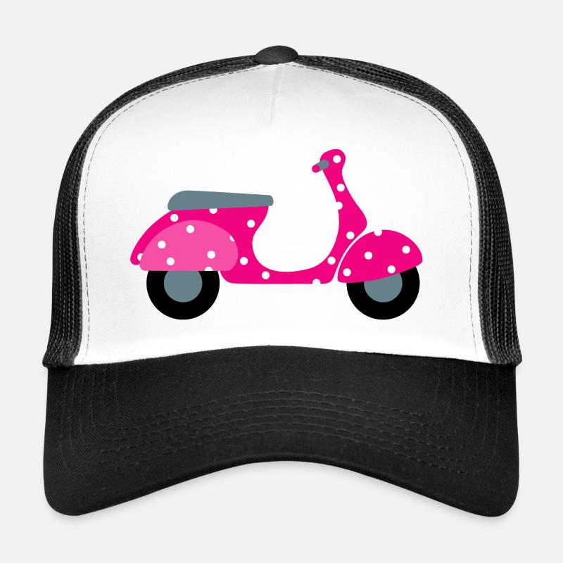 Roller Dots Pink Dots Motif Rétro Vintage Fan Casquette trucker 