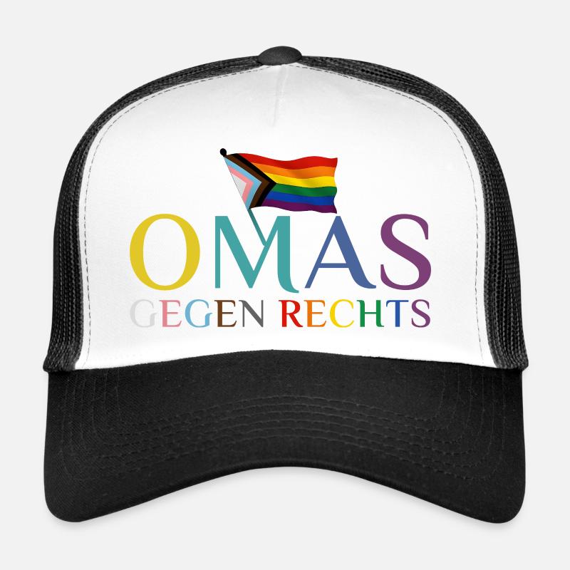 Omas gegen Rechts Regenbogen Flagge - Trucker Cap - Weiß/Schwarz