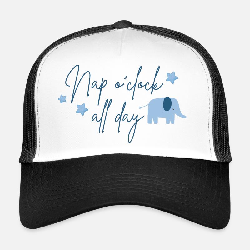 Nap o'clock all day Elefant blau - Trucker Cap - Weiß/Schwarz