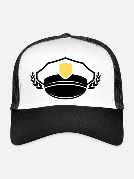 Police Cap & Badge | Honor & Respect - Trucker Cap - white/black - Front