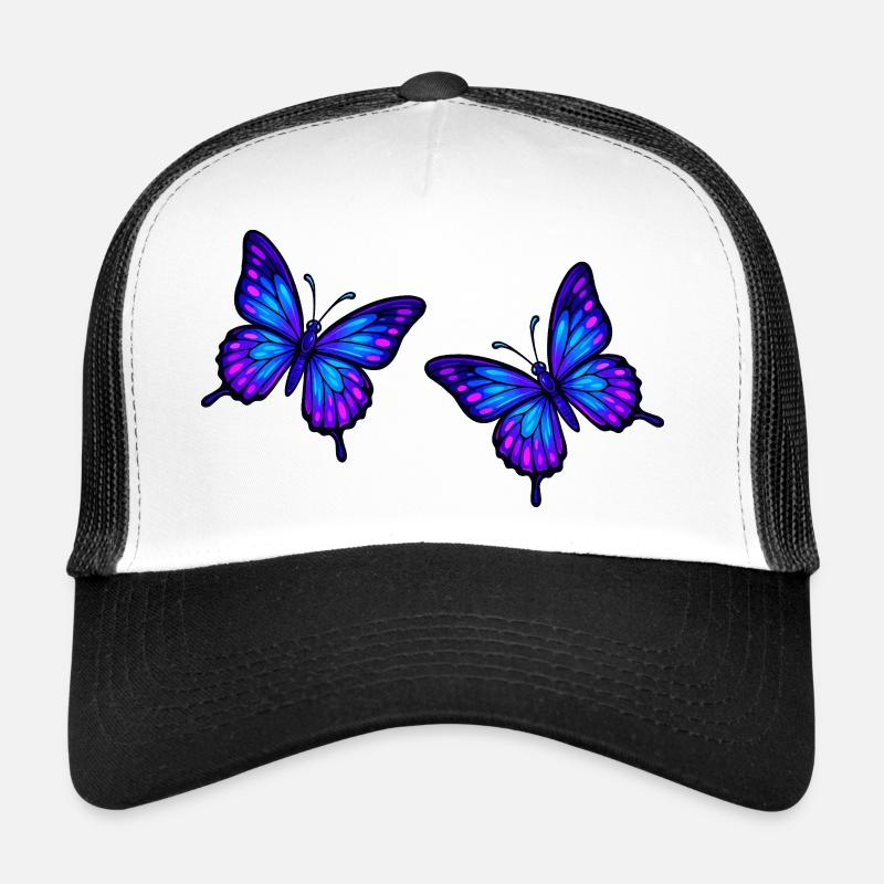 Schmetterlinge Neonblau - Trucker Cap - Weiß/Schwarz