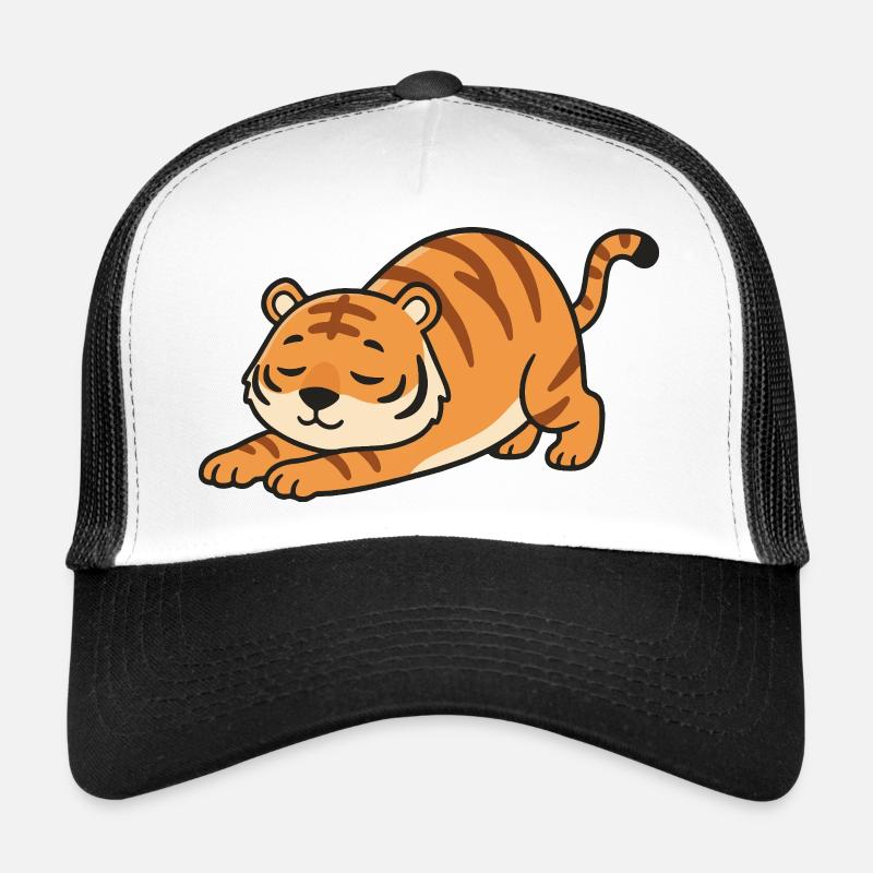 Kawaii Tiger Stretch Pose Trucker Cap