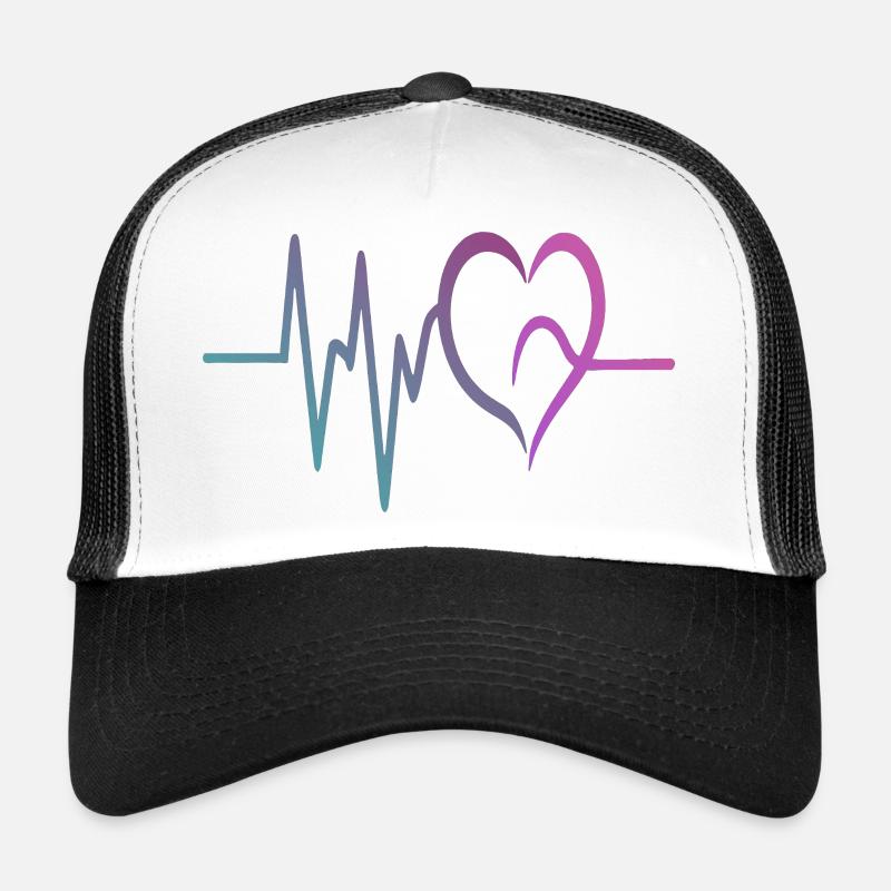Gradienten-EKG Herz - Trucker Cap - Weiß/Schwarz