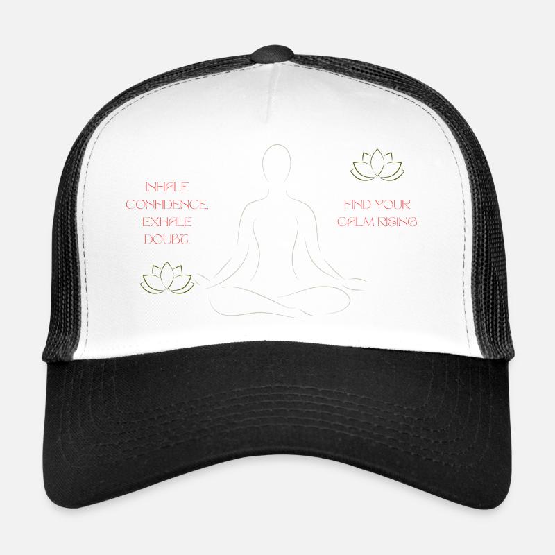 Lotusmeditation Linienkunst - Trucker Cap - Weiß/Schwarz