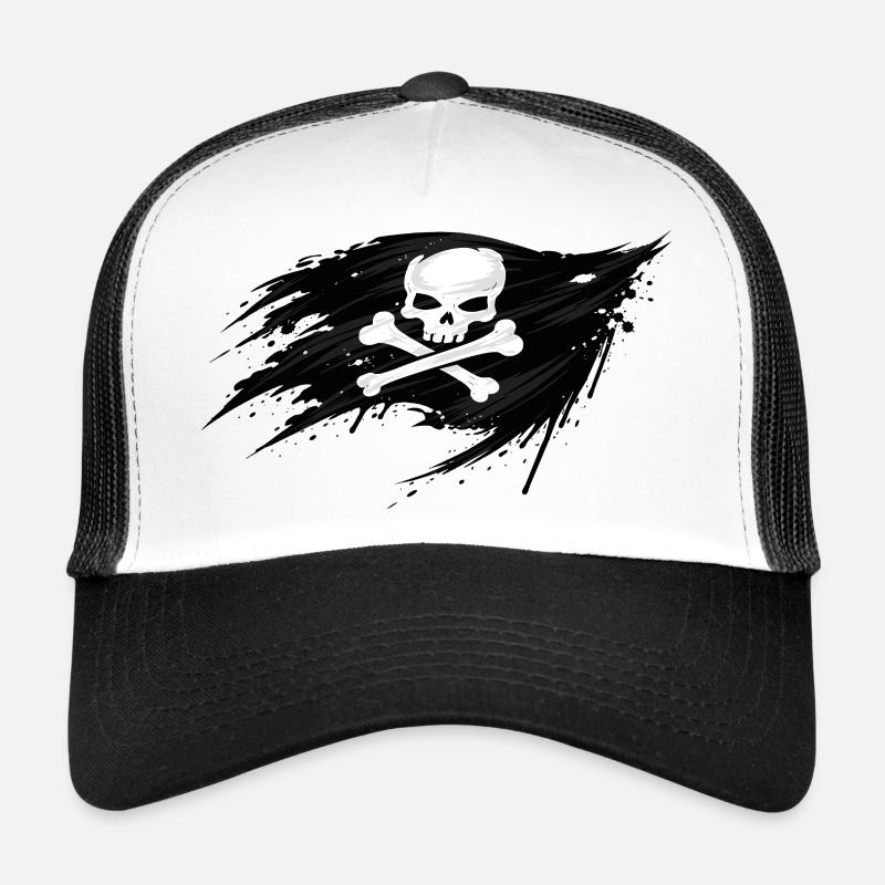 Drapeau du crâne – Symbole du pirate Casquette trucker 