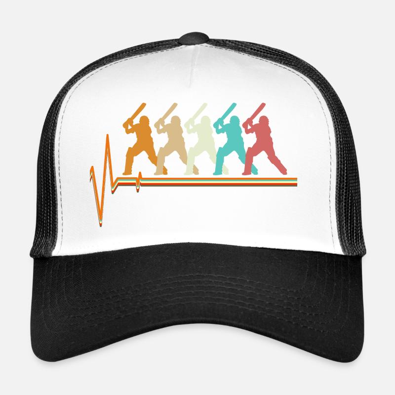 Cricket Heartbeat Retro Batsman Pulse Slogan Trucker Cap