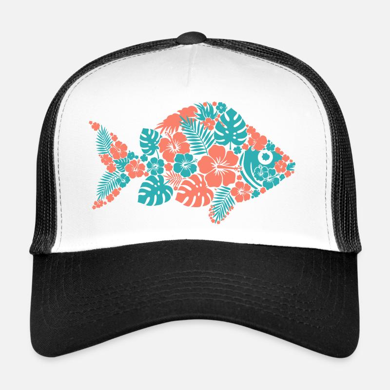 Tropischer Blumenfisch Silhouette Trucker Cap