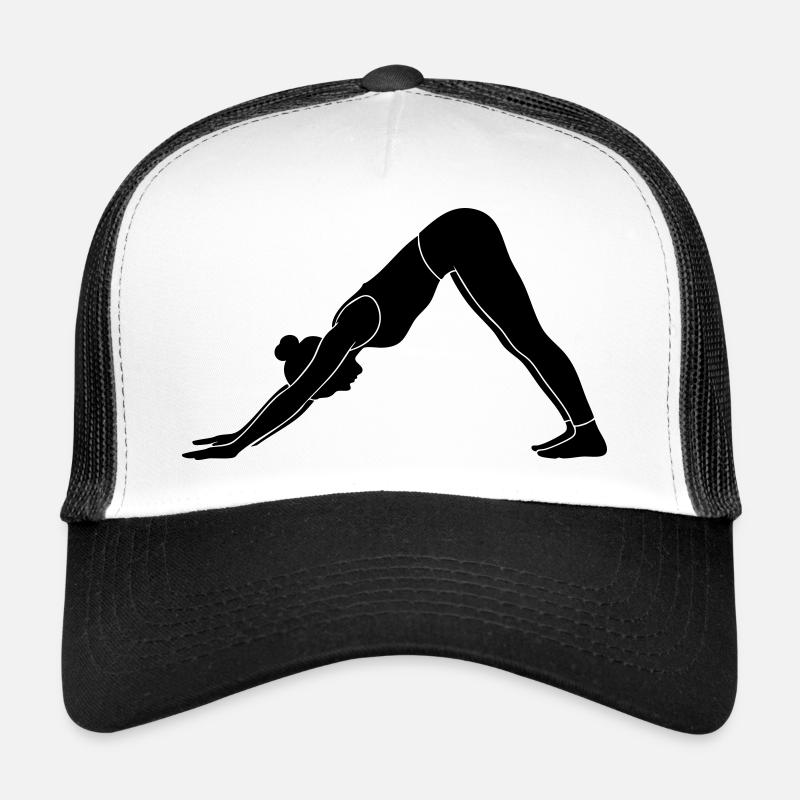 Silhouette de yoga canin face vers le bas - Casquette trucker  - blanc/noir