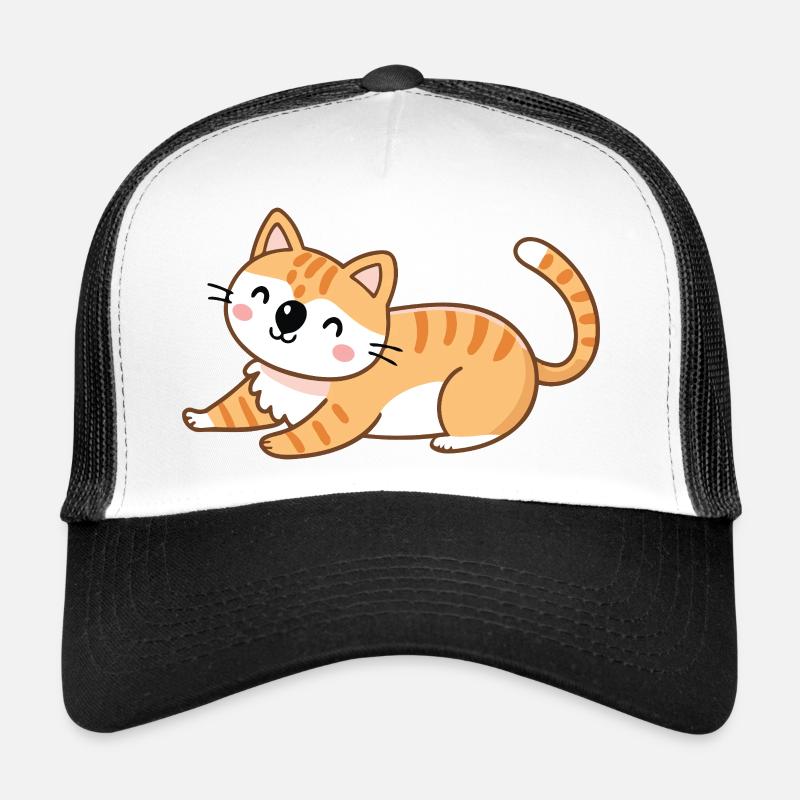Chaton orange en pose détendue Casquette trucker 