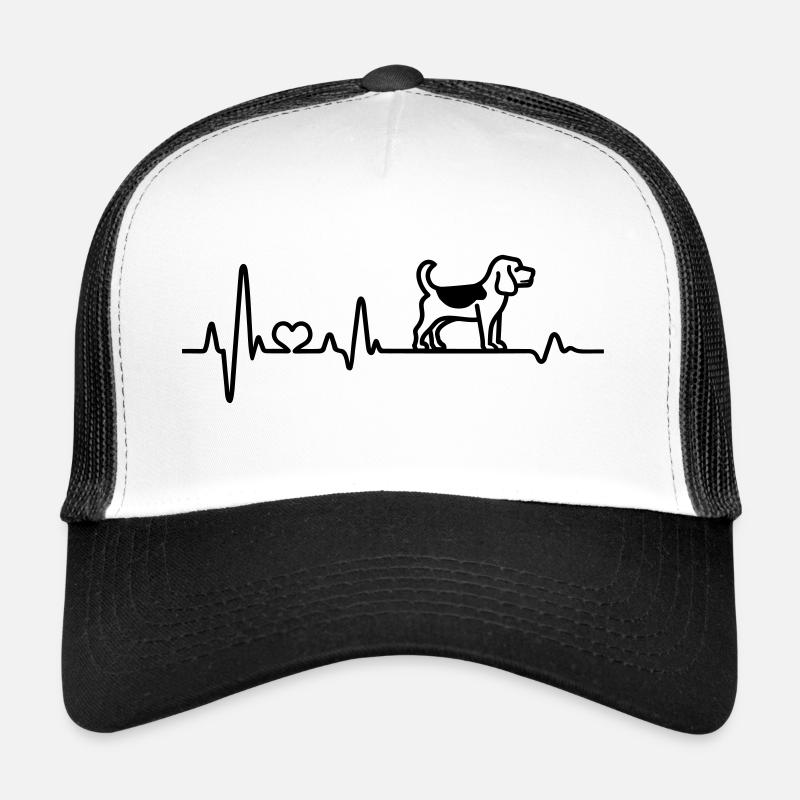 Beagle süßer Hund Herzfrequenz Herzschlag Liebe - Trucker Cap - Weiß/Schwarz