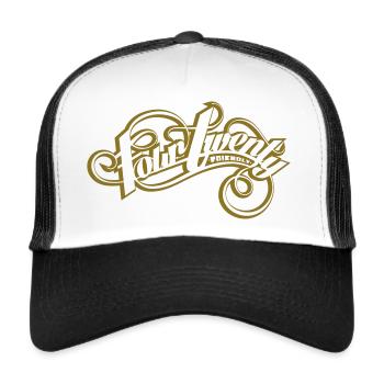 Graffiti Tag "FOUR TWENTY FRIENDLY" 420-friendly - Trucker Cap - Weiß/Schwarz - Vorne