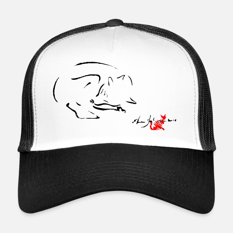 BLACK FOX, DREAM OF FOX, FOX THAT DREAMS, FOX, - Trucker Cap - white/black