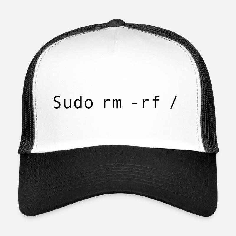 Linux Coding Sudo rm -rf / - Casquette trucker  - blanc/noir