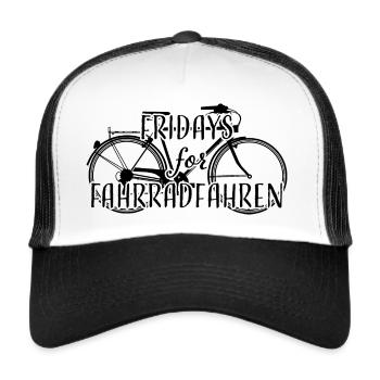 Fahrrad lustiger Spruch Fridays for Fahrradfahren - Trucker Cap - Weiß/Schwarz - Vorne