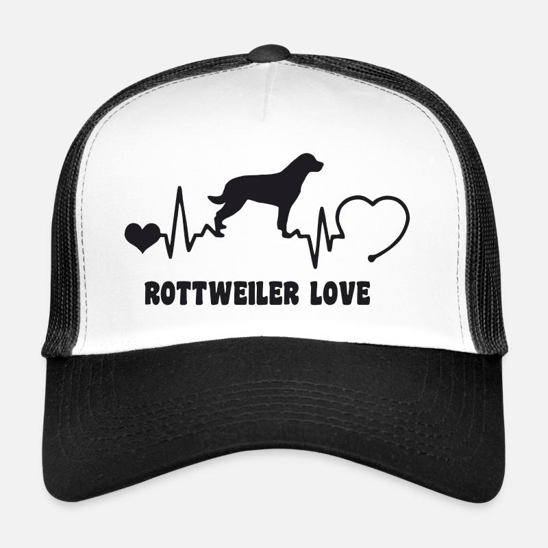 Rottweiler mit Herzschlag - Trucker Cap - Weiß/Schwarz