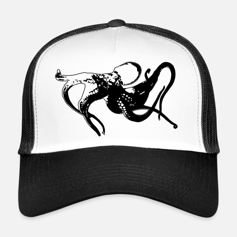 Oktopus Kraken Kopffüßer - Trucker Cap - white/black