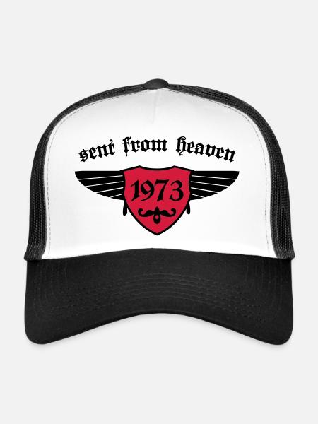 Anniversaire - envoyé du ciel 1973 - Casquette trucker  - blanc/noir - Devant