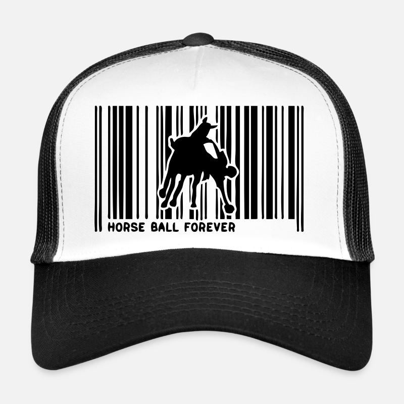 code barre horse ball cheval cavalier1 - Casquette trucker  - blanc/noir