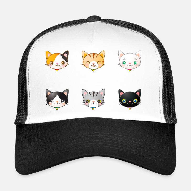 Katzen - Trucker Cap - Weiß/Schwarz