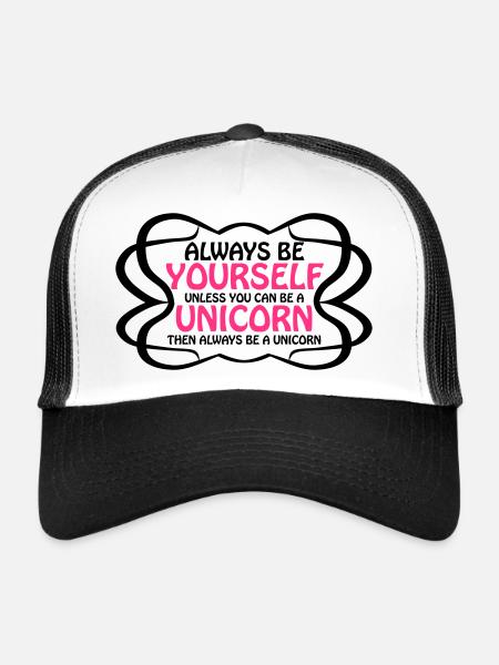 toujours être vous-même logo texte drôle de Licorn - Casquette trucker  - blanc/noir - Devant