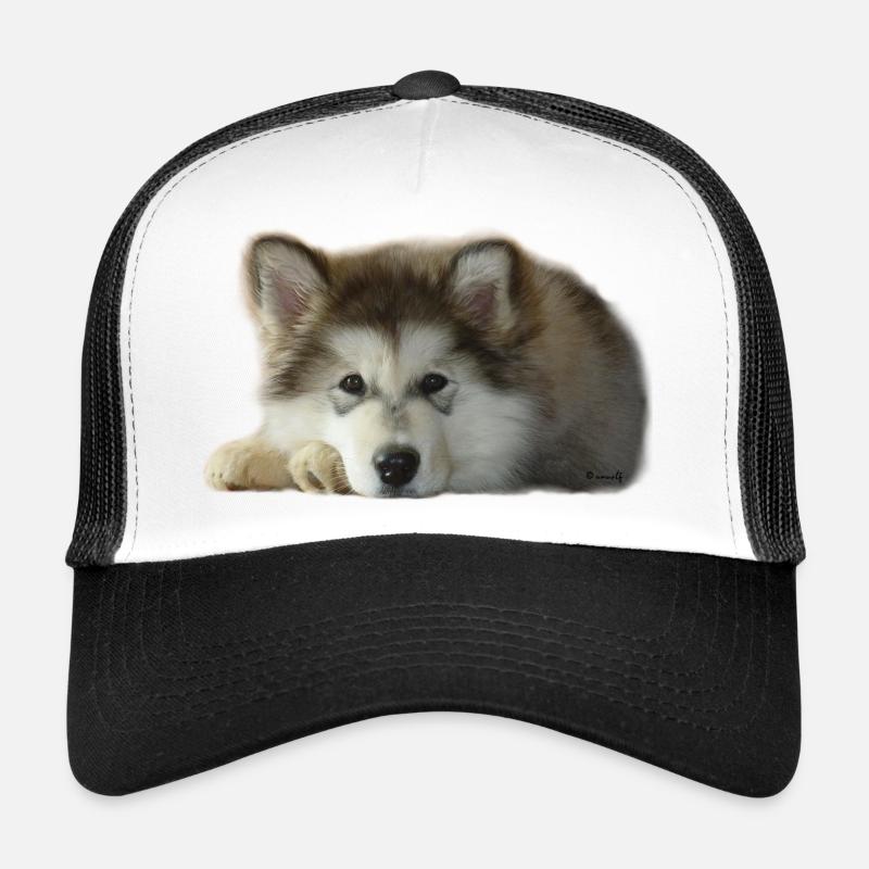 Chiot malamute Maia - Casquette trucker  - blanc/noir