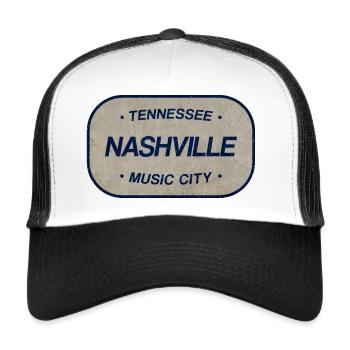 Enseigne de la Ville de la Musique du Tennessee Nashville - Casquette trucker  - blanc/noir - Devant