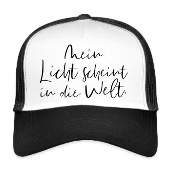 Mein Licht scheint in die Welt - Trucker Cap - Weiß/Schwarz - Vorne