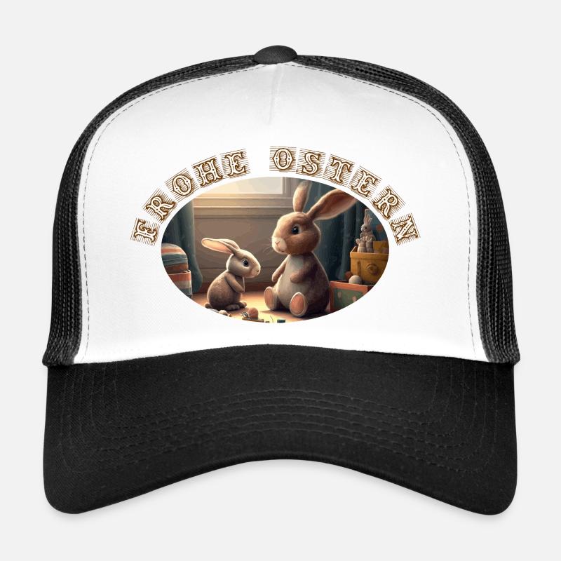 Deux lapins Joyeuses Pâques cadeaux Casquette trucker 