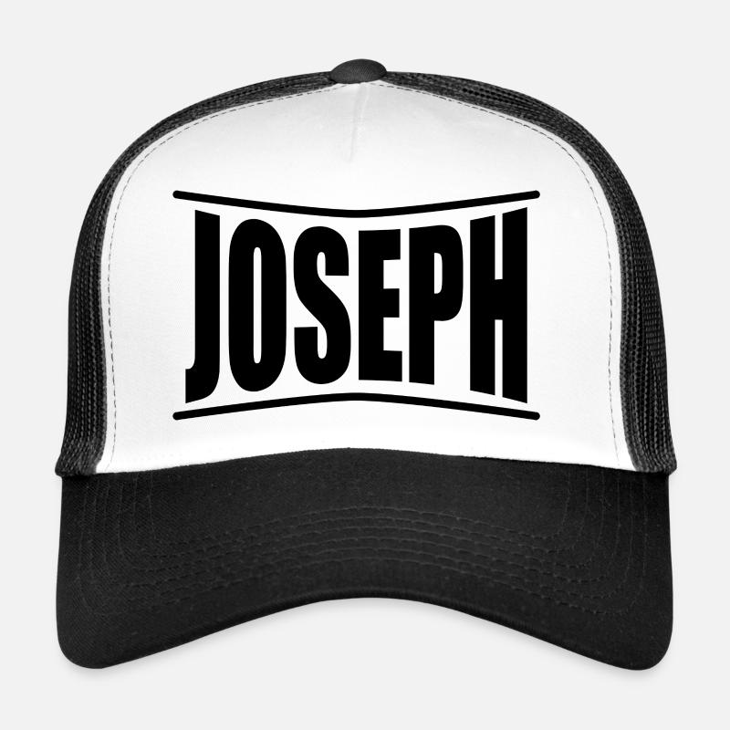 Name T-Shirt Joseph T-Shirt Geschenkidee - Trucker Cap - Weiß/Schwarz