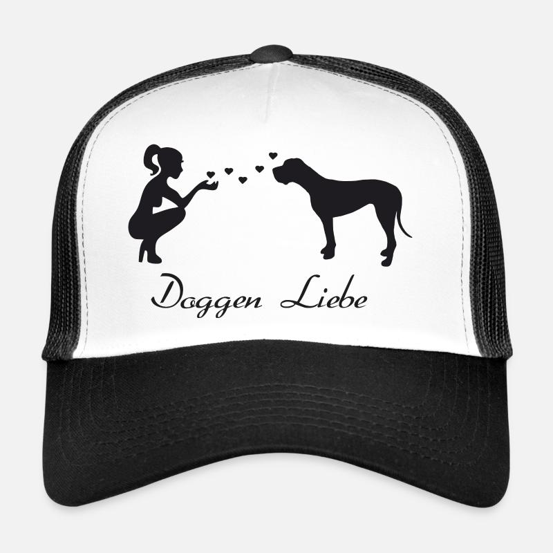 Deutsche Dogge mit Frau - Trucker Cap - Weiß/Schwarz